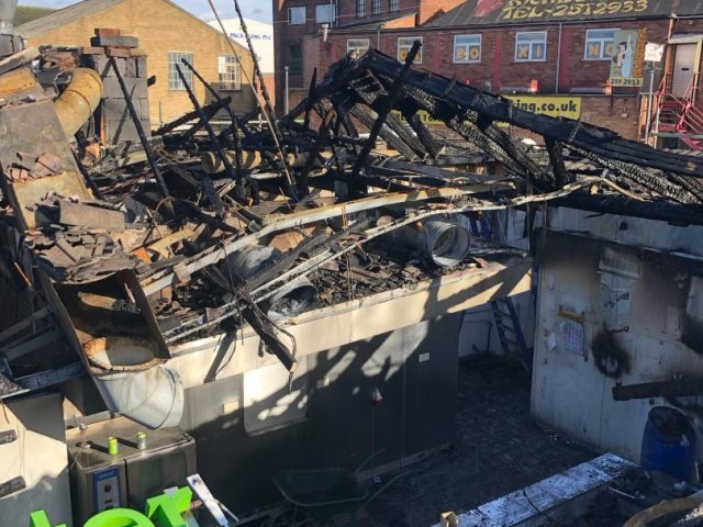 Fire damage roof collapsed